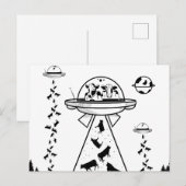 Ontvoering van zwarte en witte buitenaardse wezens briefkaart (Voorkant / Achterkant)
