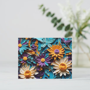 Ontvouw Geluk-Quilled Kleurrijke Floral Paper Art Briefkaart