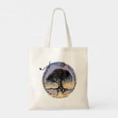 Ontwaak de Godinnenboom bij zonsondergang Tote Bag (Achterkant)