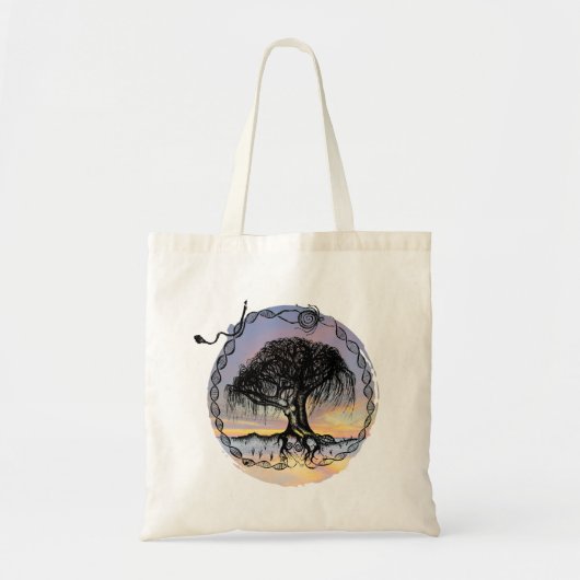 Ontwaak de Godinnenboom bij zonsondergang Tote Bag (Voorkant)