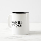 Ontwaak! Mok met twee tonen van Not Woke™ LOGO (Voorkant links)