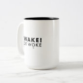Ontwaak! Mok met twee tonen van Not Woke™ LOGO (Voorkant links)