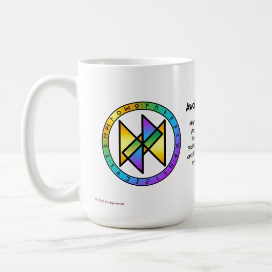 Ontwaak tot vreugde! Bind Rune 15 oz mok (Links)