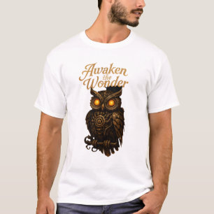 Ontwaakt Wonder – Mechanische Uil Kunst T-Shirt