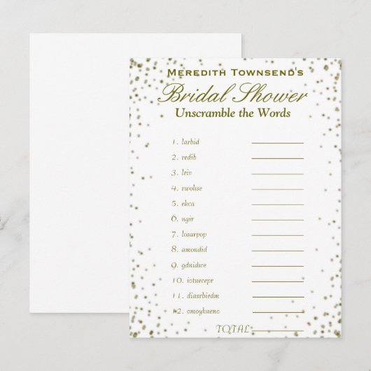 Ontwarren de woorden | Gouden Confetti Uitnodiging Briefkaart (Voorkant / Achterkant)