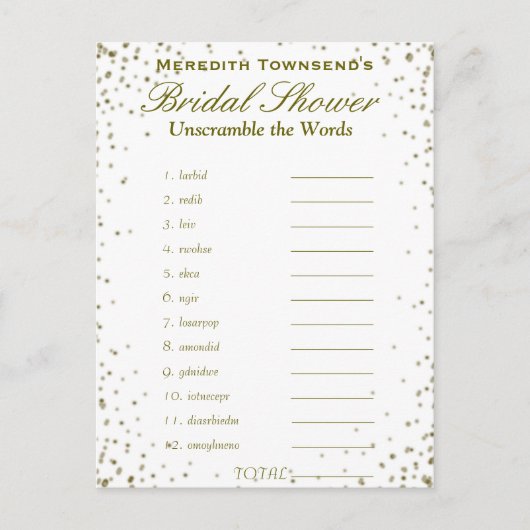 Ontwarren de woorden | Gouden Confetti Uitnodiging Briefkaart (Voorkant)