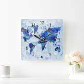 Ontwerp 105-wereldkaart vierkante klok (Huis)