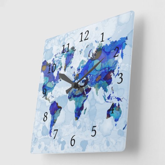 Ontwerp 105-wereldkaart vierkante klok (Hoek)