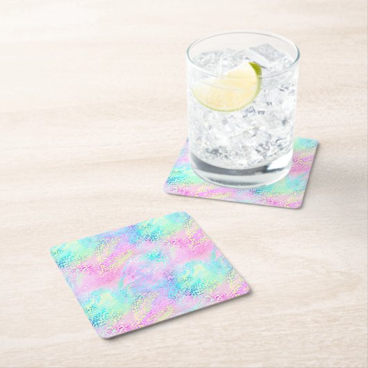 Ontwerp 10 van de Iridescent Leopard-reeks Kartonnen Onderzetters (Insitu)