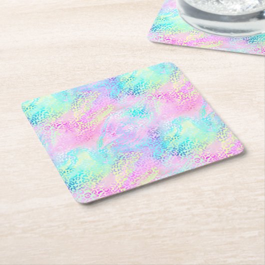 Ontwerp 10 van de Iridescent Leopard-reeks Kartonnen Onderzetters (Schuin)