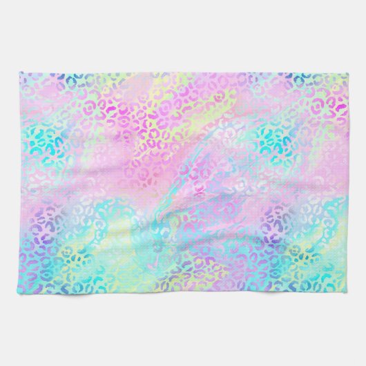 Ontwerp 10 van de Iridescent Leopard-reeks Theedoek (Horizontaal)