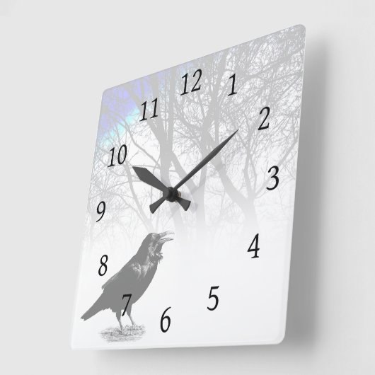 Ontwerp 12 Crow Raven Vierkante Klok (Hoek)