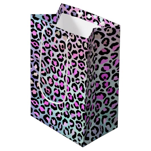 Ontwerp 12 van de Iridescent Leopard-reeks Medium Cadeauzakje (Voorkant Gekanteld)