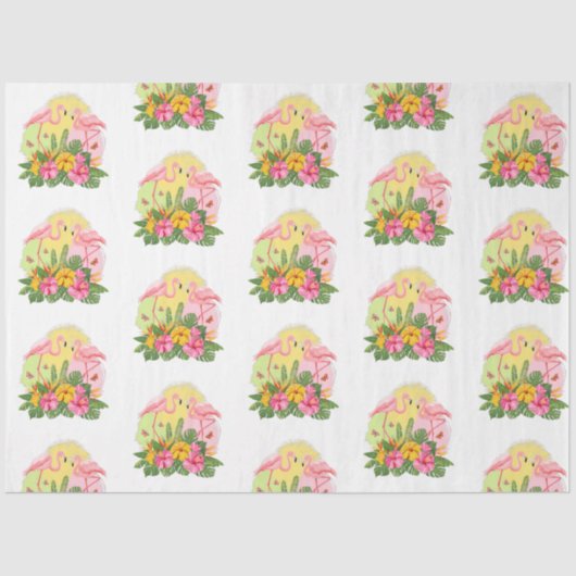 Ontwerp 12 van de Reeks van de Tropische Flamingo Tissuepapier (Voorkant)