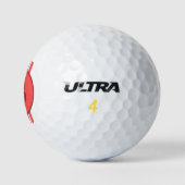 Ontwerp 13 in rood op koraalrood met strepen golfballen (Logo)