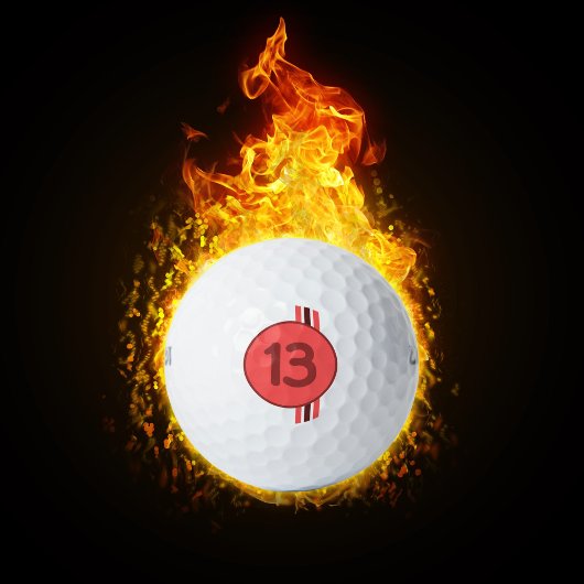 Ontwerp 13 in rood op koraalrood met strepen golfballen