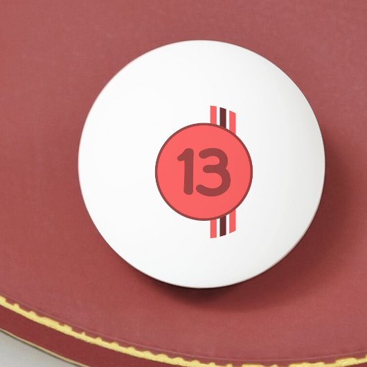 Ontwerp 13 in rood op koraalrood met strepen pingpongbal