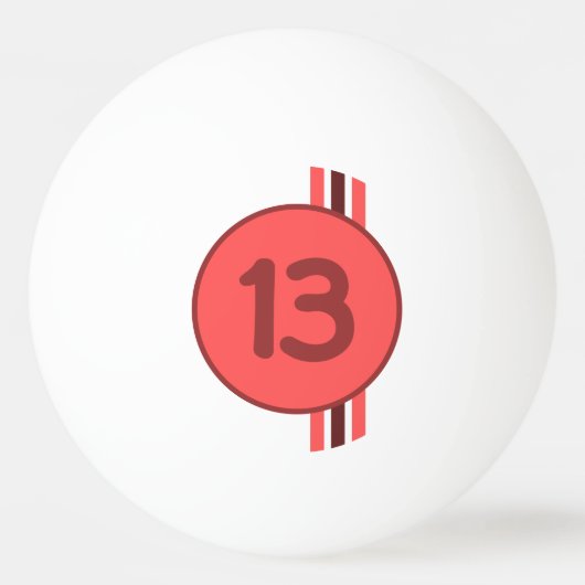 Ontwerp 13 in rood op koraalrood met strepen pingpongbal (Voorkant)