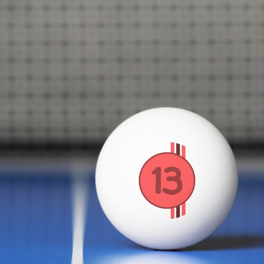 Ontwerp 13 in rood op koraalrood met strepen pingpongbal (Net)