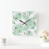 Ontwerp 165 Groene palmbladeren Vierkante Klok (Huis)