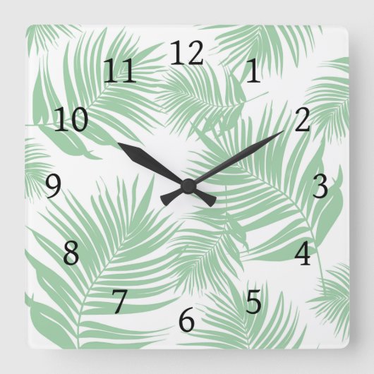 Ontwerp 165 Groene palmbladeren Vierkante Klok (Voorkant)