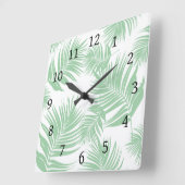 Ontwerp 165 Groene palmbladeren Vierkante Klok (Hoek)