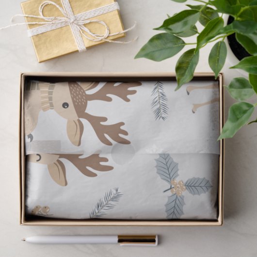 Ontwerp 1 kersttouwdeerserie tissuepapier (Geschenk)