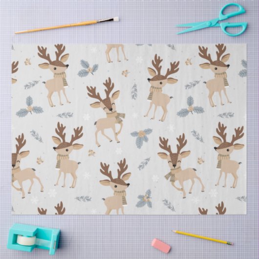 Ontwerp 1 kersttouwdeerserie tissuepapier (Craft)