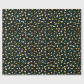 Ontwerp 1 van de blauwgroen en Gold Leopard-reeks Cadeaupapier (Vlak)