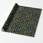 Ontwerp 1 van de blauwgroen en Gold Leopard-reeks Cadeaupapier (Uitgerold)