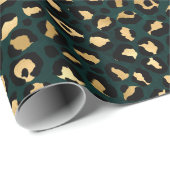 Ontwerp 1 van de blauwgroen en Gold Leopard-reeks Cadeaupapier (Rol Hoek)