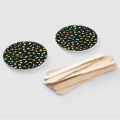 Ontwerp 1 van de blauwgroen en Gold Leopard-reeks Handwaaier (Niet-gemonteerd)