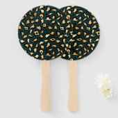 Ontwerp 1 van de blauwgroen en Gold Leopard-reeks Handwaaier (Voorkant en achterkant)
