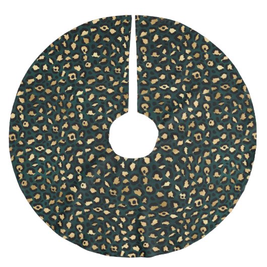 Ontwerp 1 van de blauwgroen en Gold Leopard-reeks Kerstboom Rok (Voorkant)