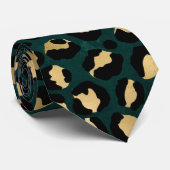 Ontwerp 1 van de blauwgroen en Gold Leopard-reeks Stropdas (Opgerold)