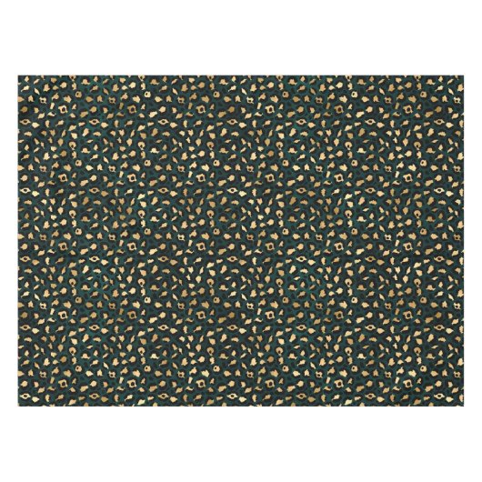 Ontwerp 1 van de blauwgroen en Gold Leopard-reeks Tafelkleed (Voorkant (Horizontaal))