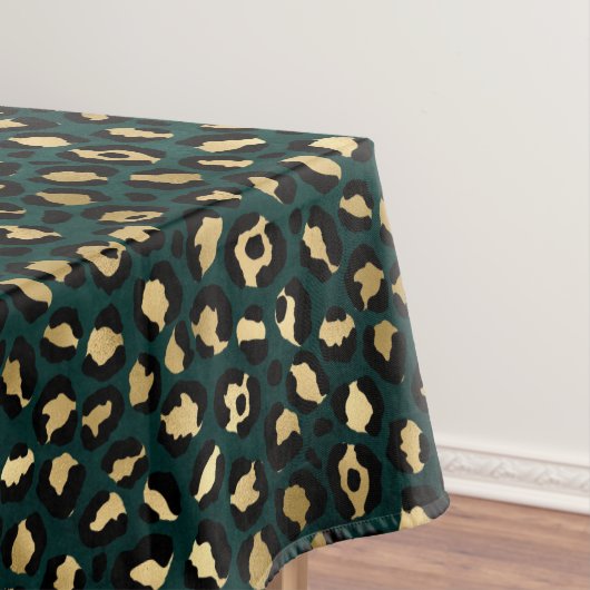 Ontwerp 1 van de blauwgroen en Gold Leopard-reeks Tafelkleed (Voorbeeld)