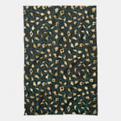 Ontwerp 1 van de blauwgroen en Gold Leopard-reeks Theedoek (Verticaal)