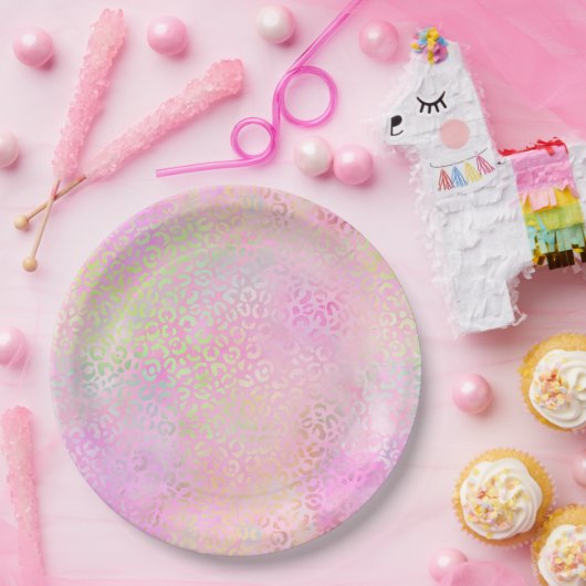 Ontwerp 1 van de Iridescent Leopard-reeks Papieren Bordje (Feest)