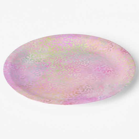 Ontwerp 1 van de Iridescent Leopard-reeks Papieren Bordje (Gekanteld)