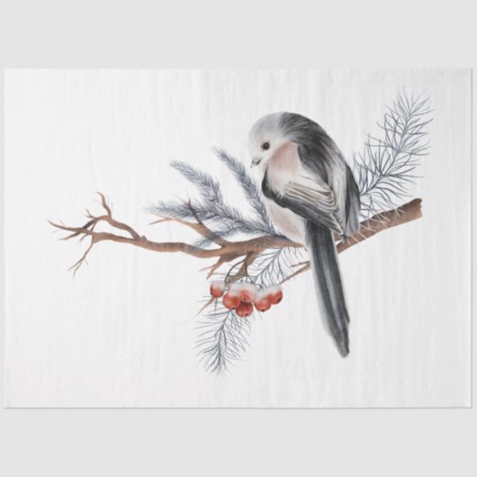 Ontwerp 1 van de kerstvogelreeks tissuepapier (Voorkant)