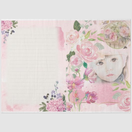 Ontwerp 1 van grafische schrijfreeks Shabby Chic W Tissuepapier (Voorkant)