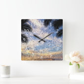 Ontwerp 28 Mozaïekblauw Vierkante Klok (Huis)