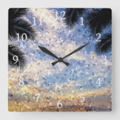 Ontwerp 28 Mozaïekblauw Vierkante Klok (Voorkant)