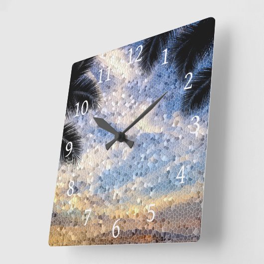 Ontwerp 28 Mozaïekblauw Vierkante Klok (Hoek)