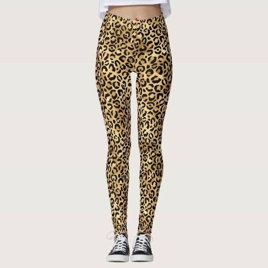 Ontwerp 2 van de blauw- en Gold-leopard-reeks Leggings (Voorkant)