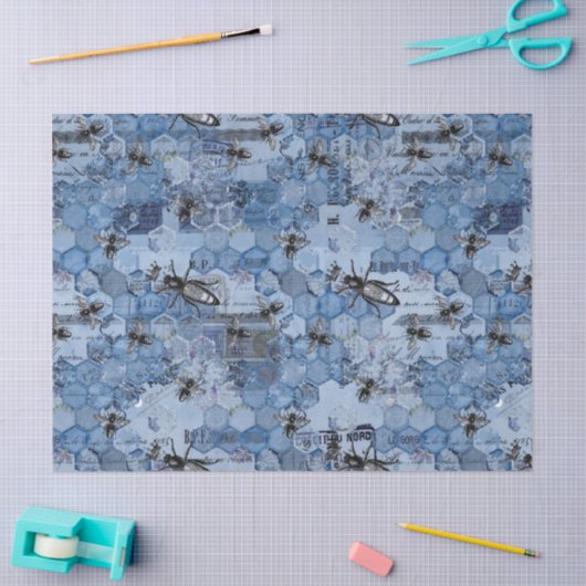 Ontwerp 2 van de blauwe bijenreeks tissuepapier (Craft)