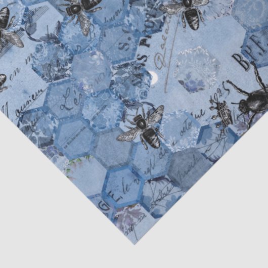 Ontwerp 2 van de blauwe bijenreeks tissuepapier (Detail)