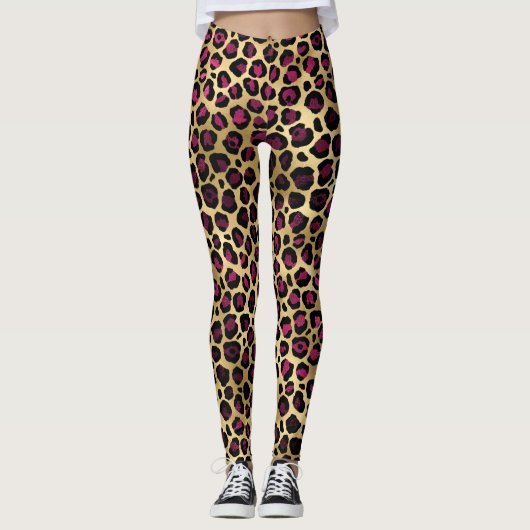 Ontwerp 2 van de Bourgogne en de Gold Leopard-reek Leggings (Voorkant)