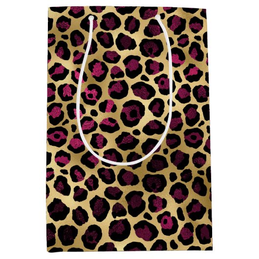 Ontwerp 2 van de Bourgogne en de Gold Leopard-reek Medium Cadeauzakje (Voorkant)
